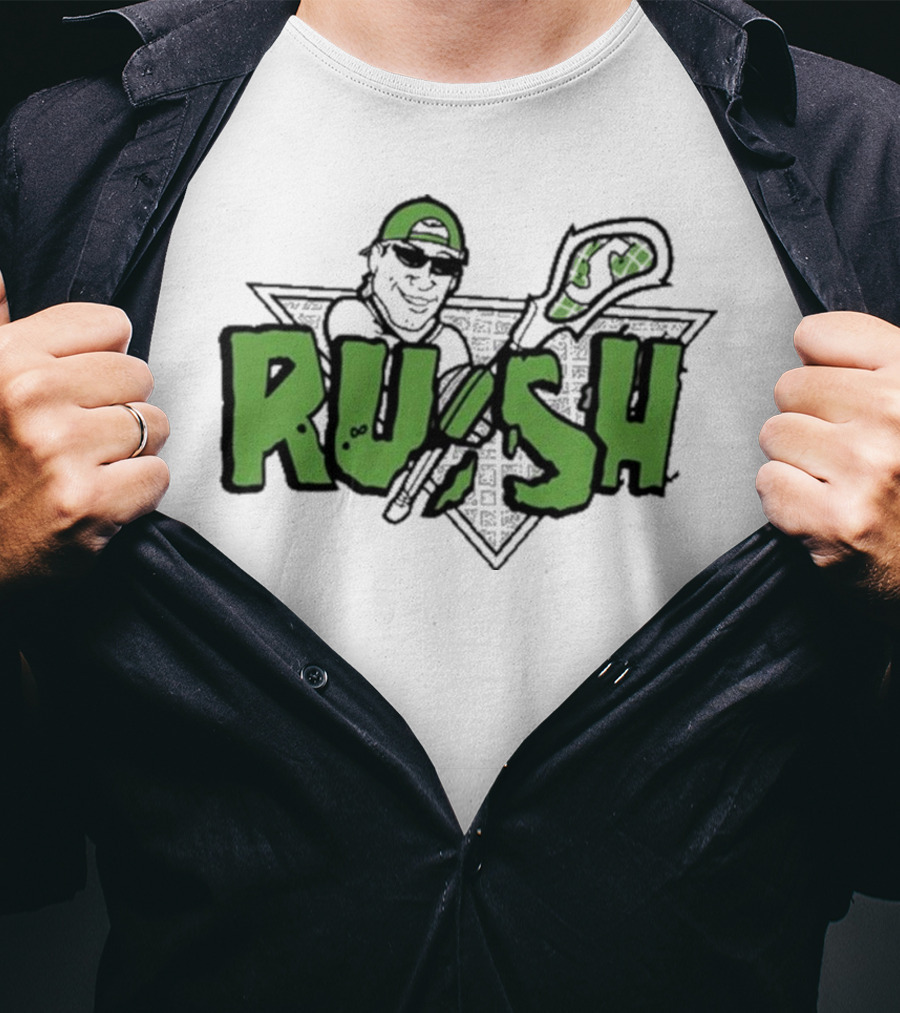 RUSH Lacrosse Player Logo Green And Black T-Shirt