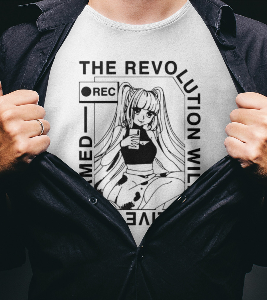 The Revolution Will Be Live Streamed Anime Girl REC T-Shirt