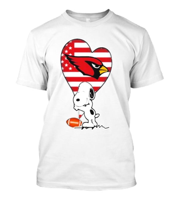 Arizona Cardinals NFL Football Peanuts Movie Snoopy Hugging Heart T-Shirt