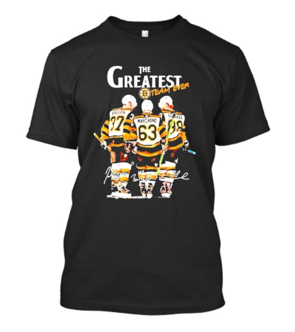 The Greatest Team Ever Boston Hockey Marchand Bergeron Pastrnak Signatures T-Shirt