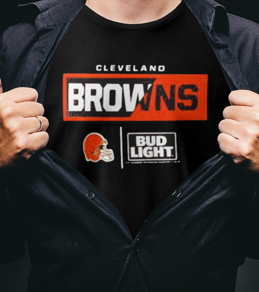 Cleveland Browns Bud Light NFL Partnership With Cleveland Helmet T-Shirt
