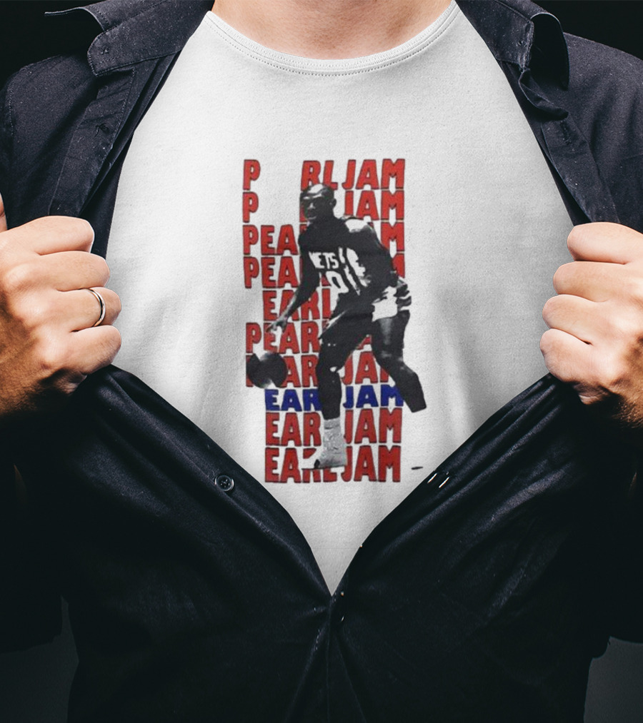 Pearl Jam Mookie Blaylock Basketball Tribute Red Blue Text T-Shirt