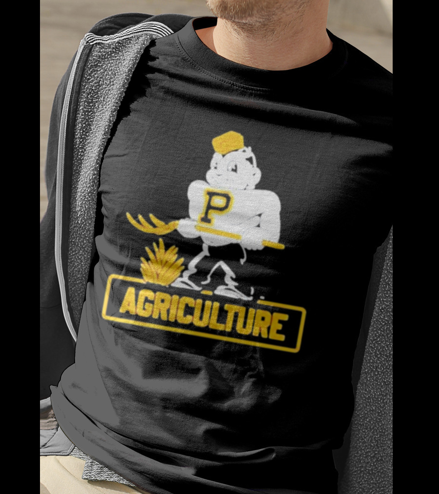 Purdue Agriculture Mascot With P Logo And Hay T-Shirt