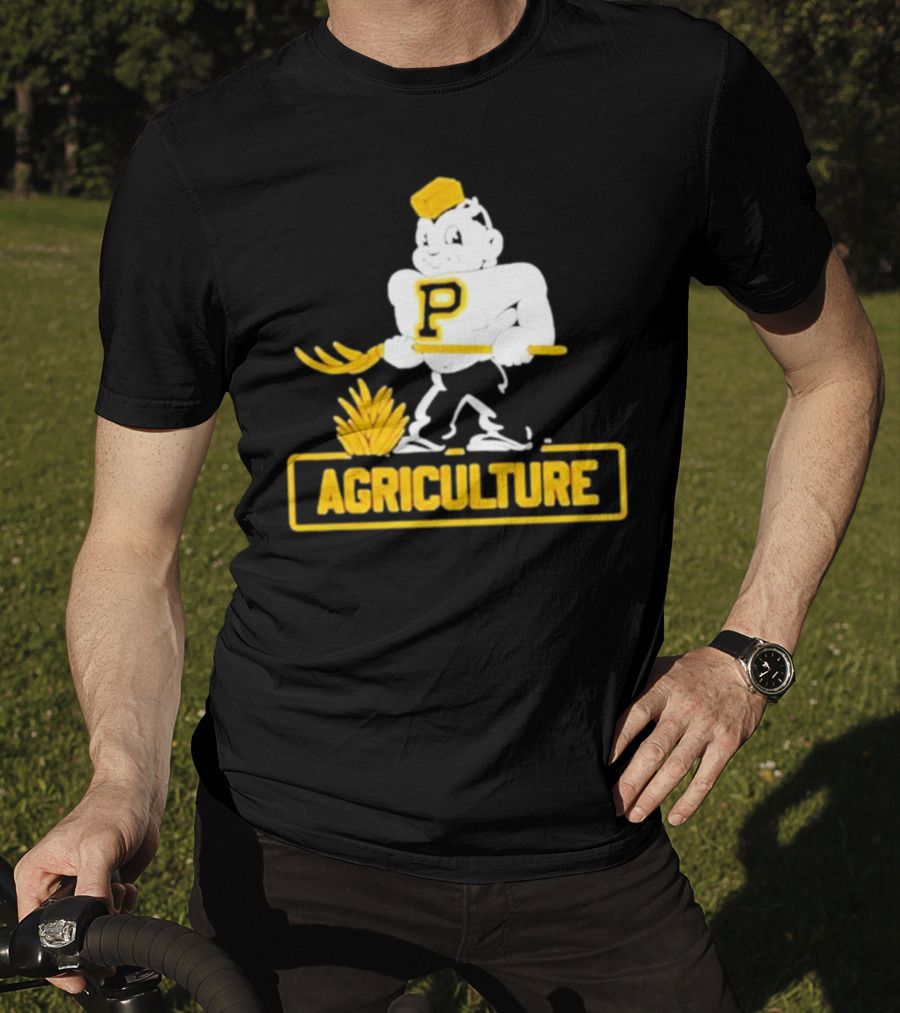 Purdue Agriculture Mascot With P Logo And Hay T-Shirt