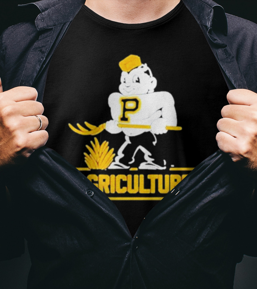 Purdue Agriculture Mascot With P Logo And Hay T-Shirt