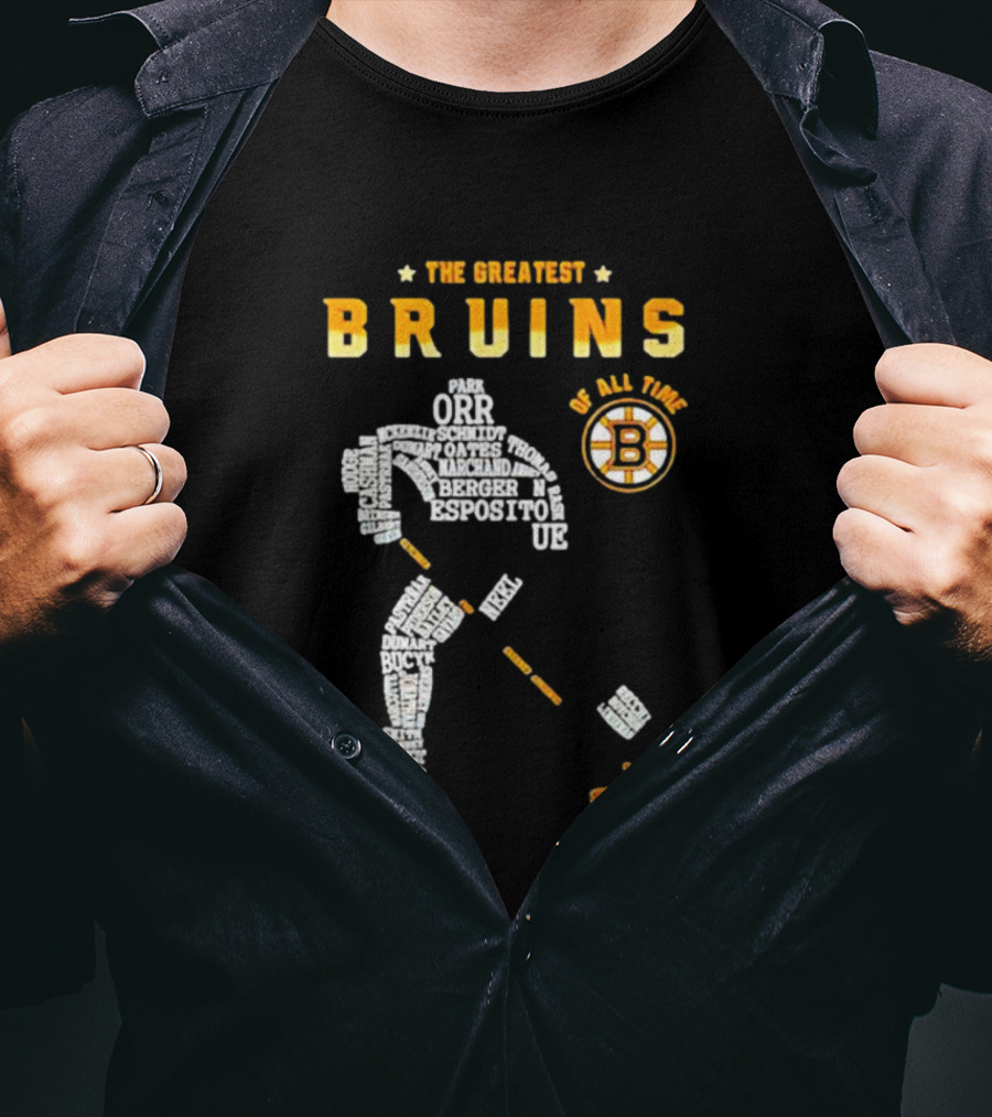 The Greatest Bruins Of All Time Featuring Iconic Names Like Orr And Esposito T-Shirt