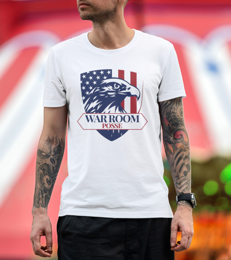 War Room Posse Eagle Shield U.S. Flag Stripes Badge T-Shirt
