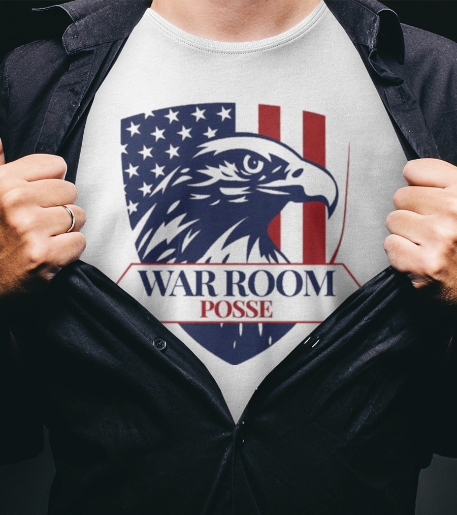 War Room Posse Eagle Shield U.S. Flag Stripes Badge T-Shirt
