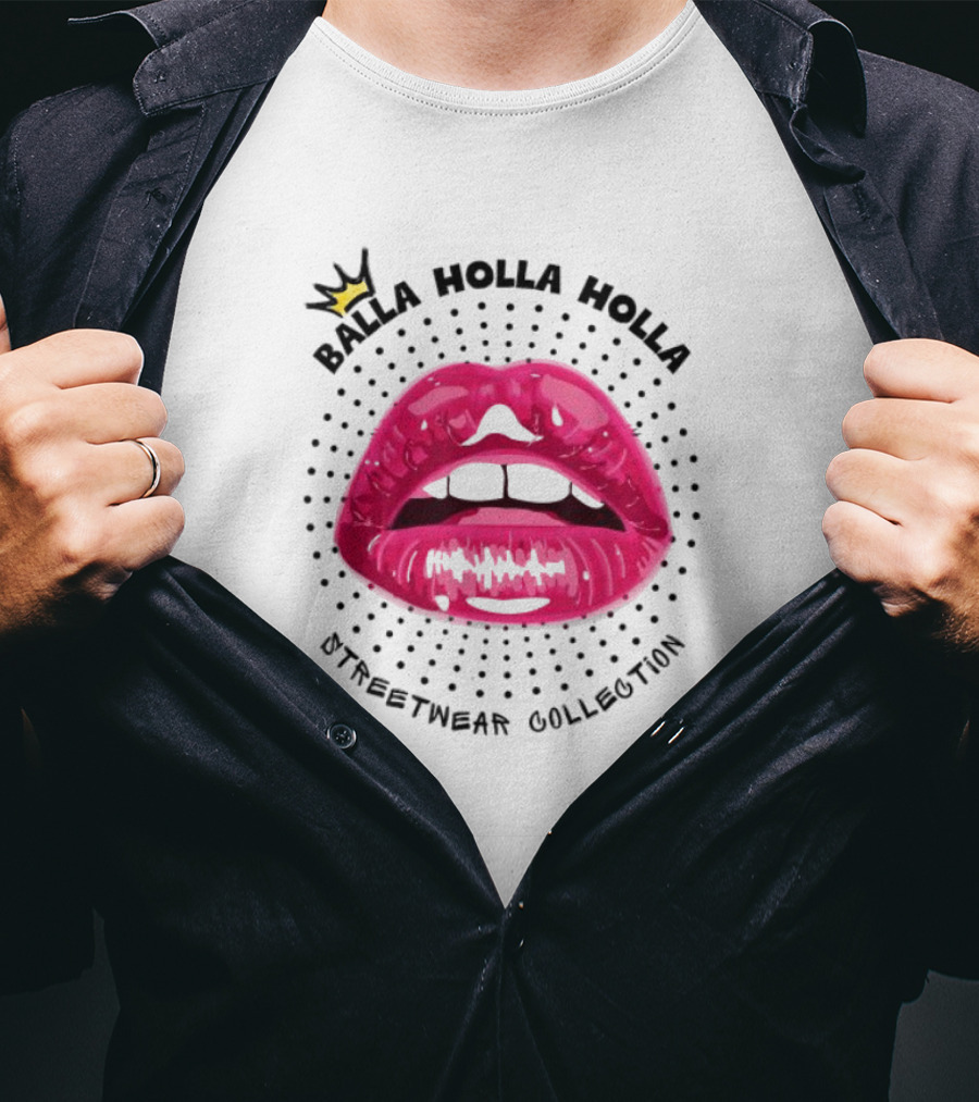 Balla Holla Holla Streetwear Collection Lips Icon With Crown T-Shirt