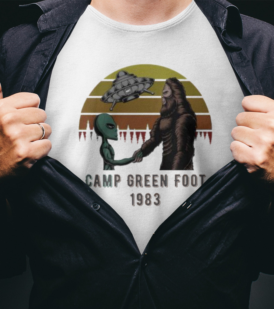 Camp Green Foot 1983 UFO Alien Bigfoot Encounter T-Shirt