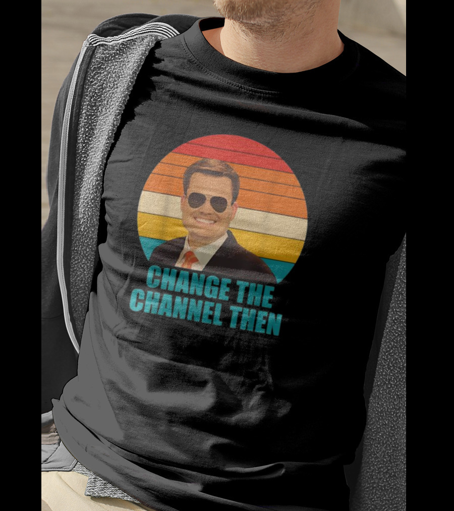 Change The Channel Then Retro Sunglasses News Anchor Stripes T-Shirt