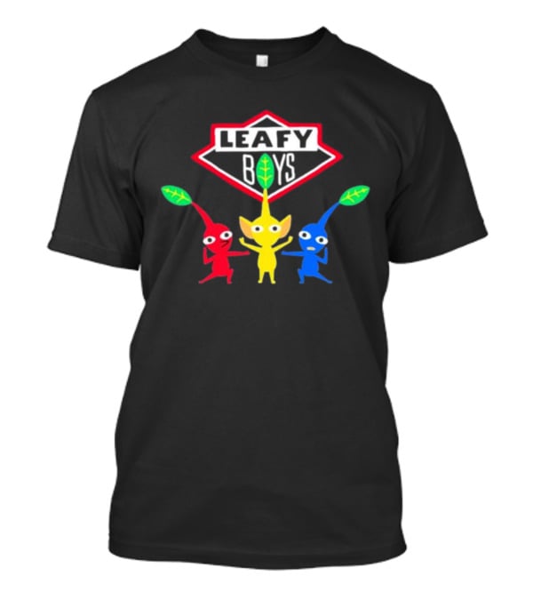 Leafy Boys Pikmin Inspired Design Fan Art Featuring Red Yellow Blue Leaf Creatures T-Shirt