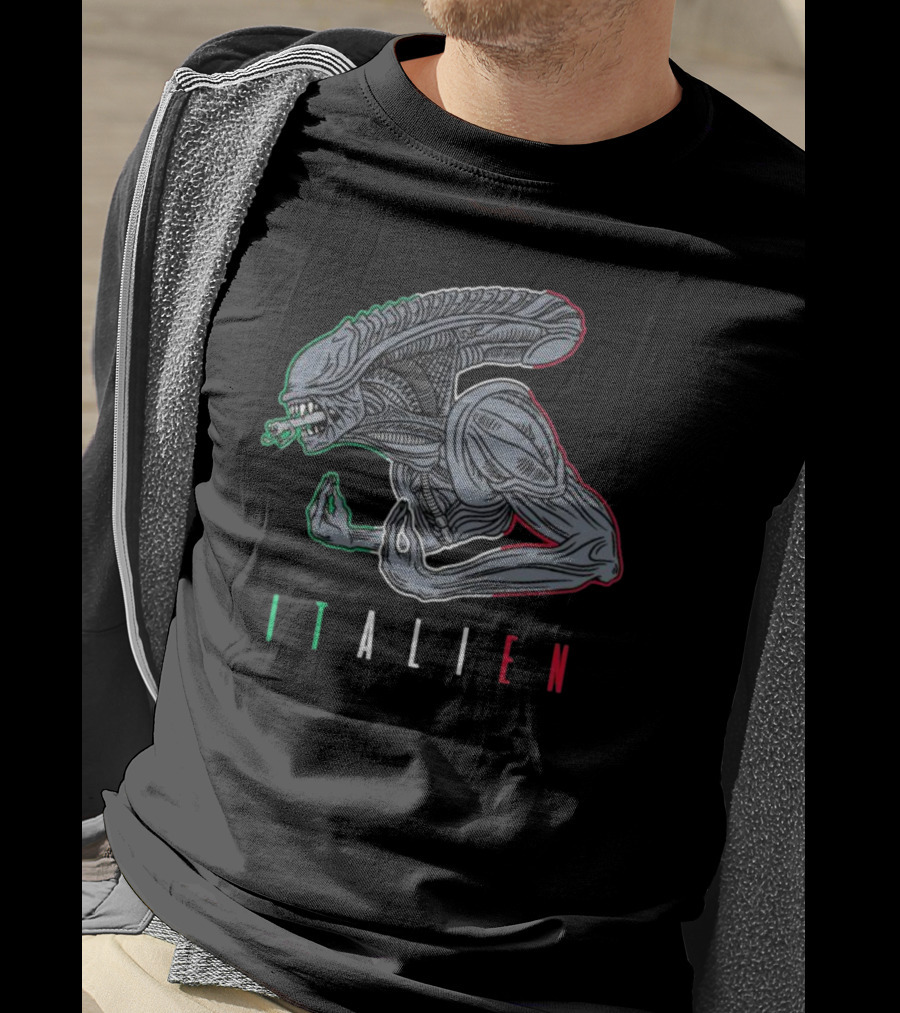 Italien Alien Creature Italian Flag Colors T-Shirt