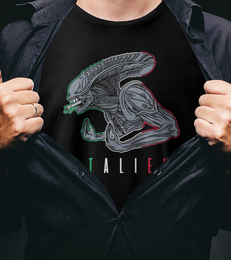 Italien Alien Creature Italian Flag Colors T-Shirt