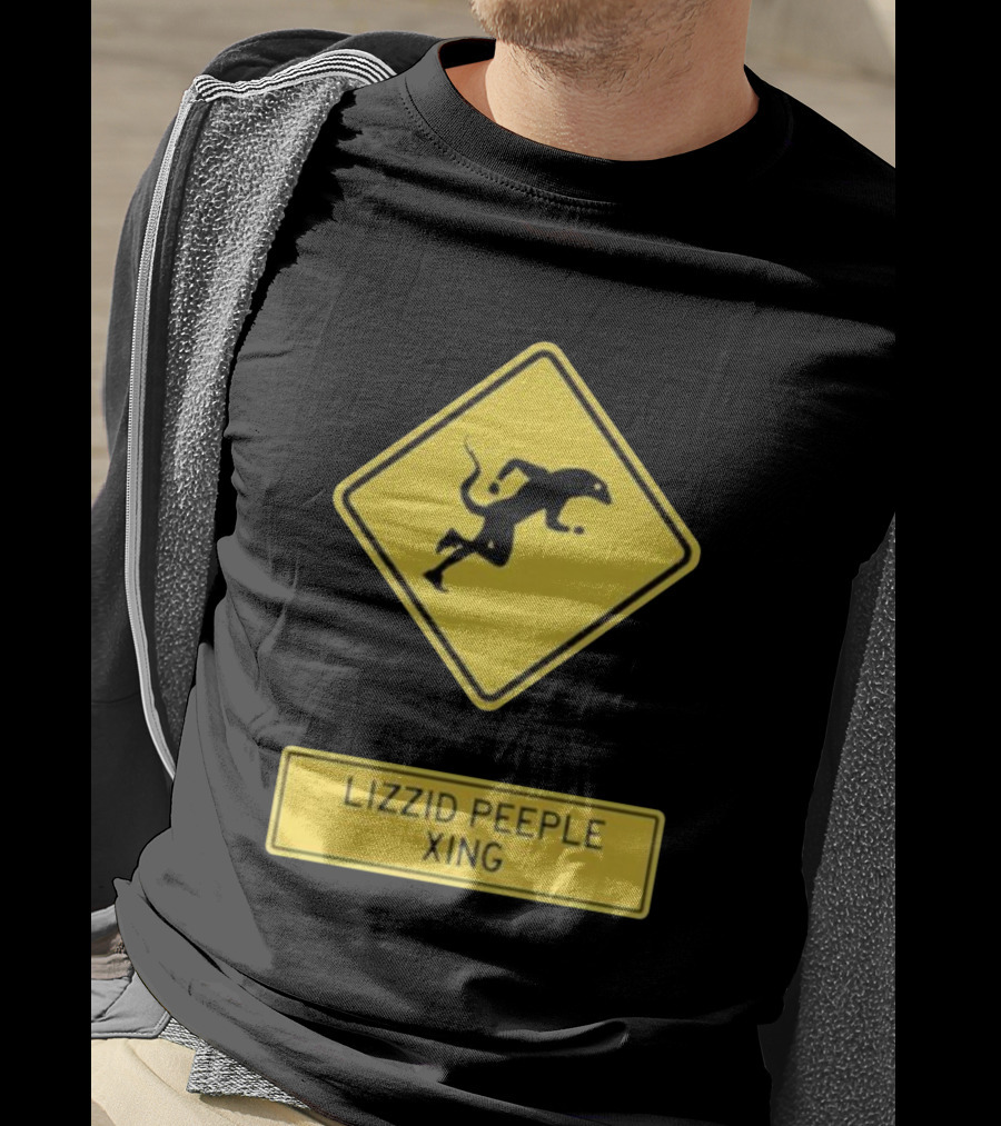 Lizzid Peeple Xing Sign Caution Black And Yellow Warning T-Shirt