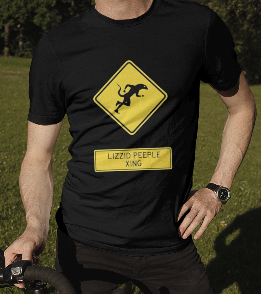 Lizzid Peeple Xing Sign Caution Black And Yellow Warning T-Shirt