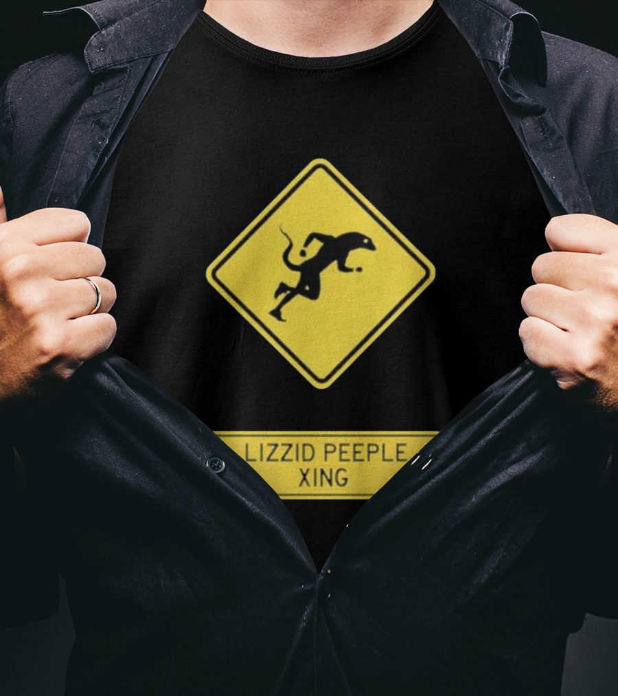 Lizzid Peeple Xing Sign Caution Black And Yellow Warning T-Shirt