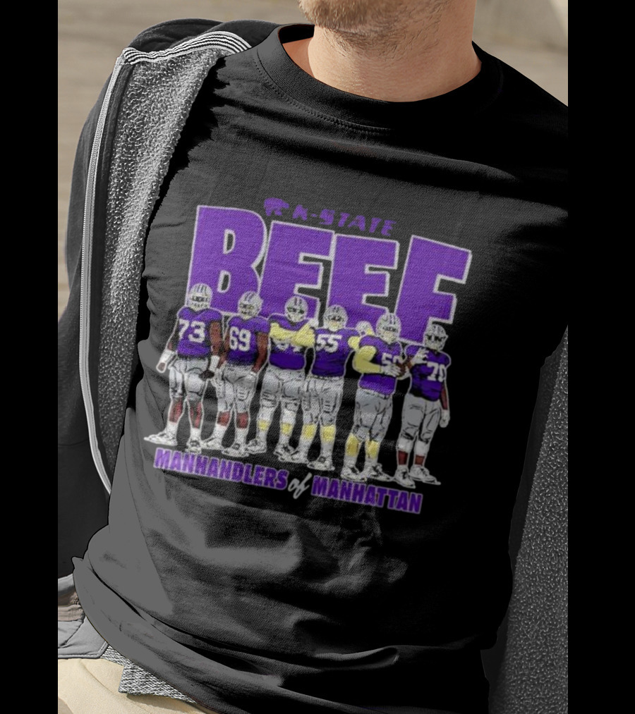 K-State Beef Manhandlers Of Manhattan Football Team Lineup T-Shirt