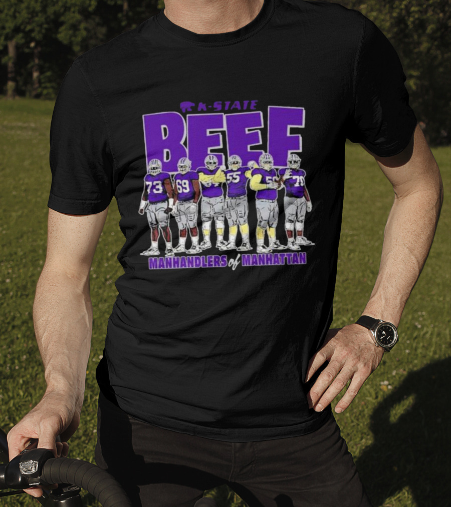 K-State Beef Manhandlers Of Manhattan Football Team Lineup T-Shirt