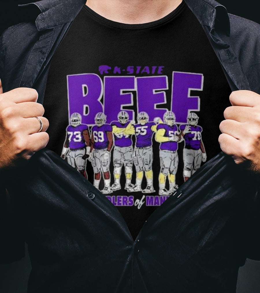 K-State Beef Manhandlers Of Manhattan Football Team Lineup T-Shirt