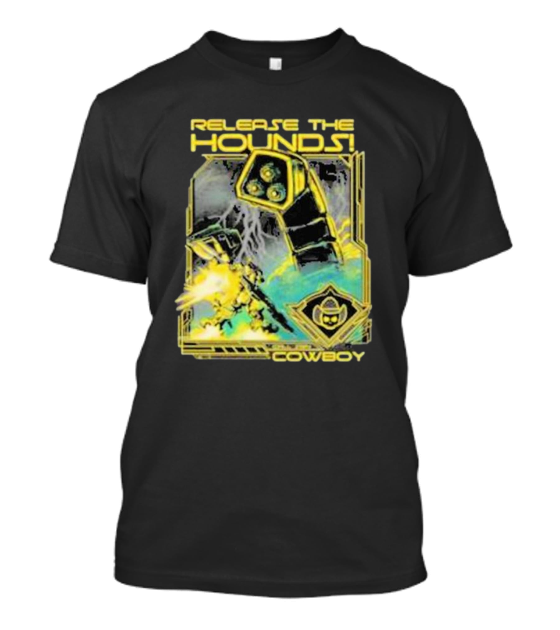 Release The Hounds Cowboy Robot Lightning T-Shirt