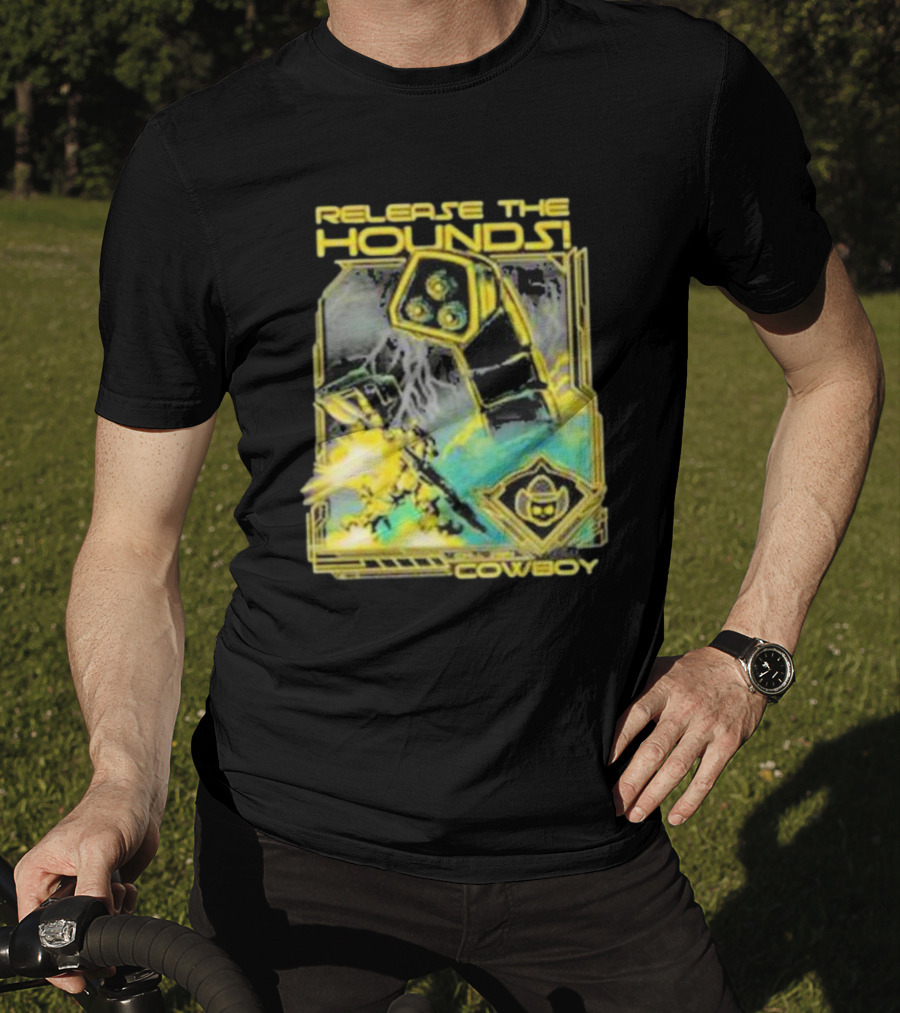 Release The Hounds Cowboy Robot Lightning T-Shirt