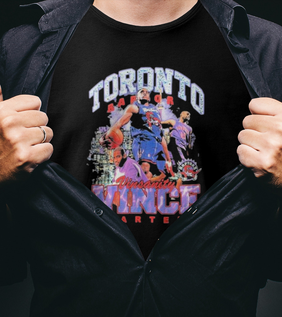 Toronto Raptors Vinsanity Vince Carter Mitchell And Ness Hardwood Classics Bling Concert Player T-Shirt