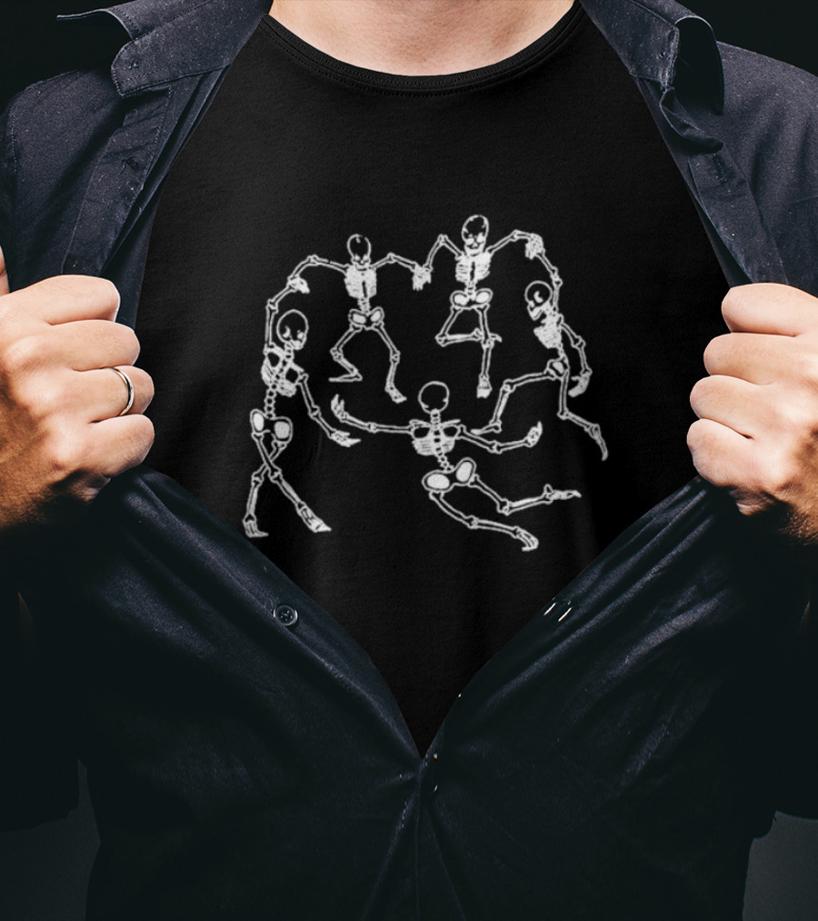 Dancing Skeletons Circle Halloween T-Shirt