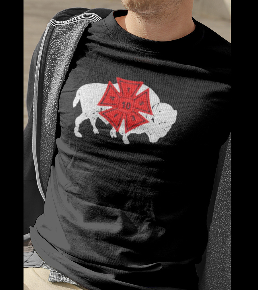IATSE Local 10 Buffalo NY Union Symbol With Red Crest And White Buffalo T-Shirt