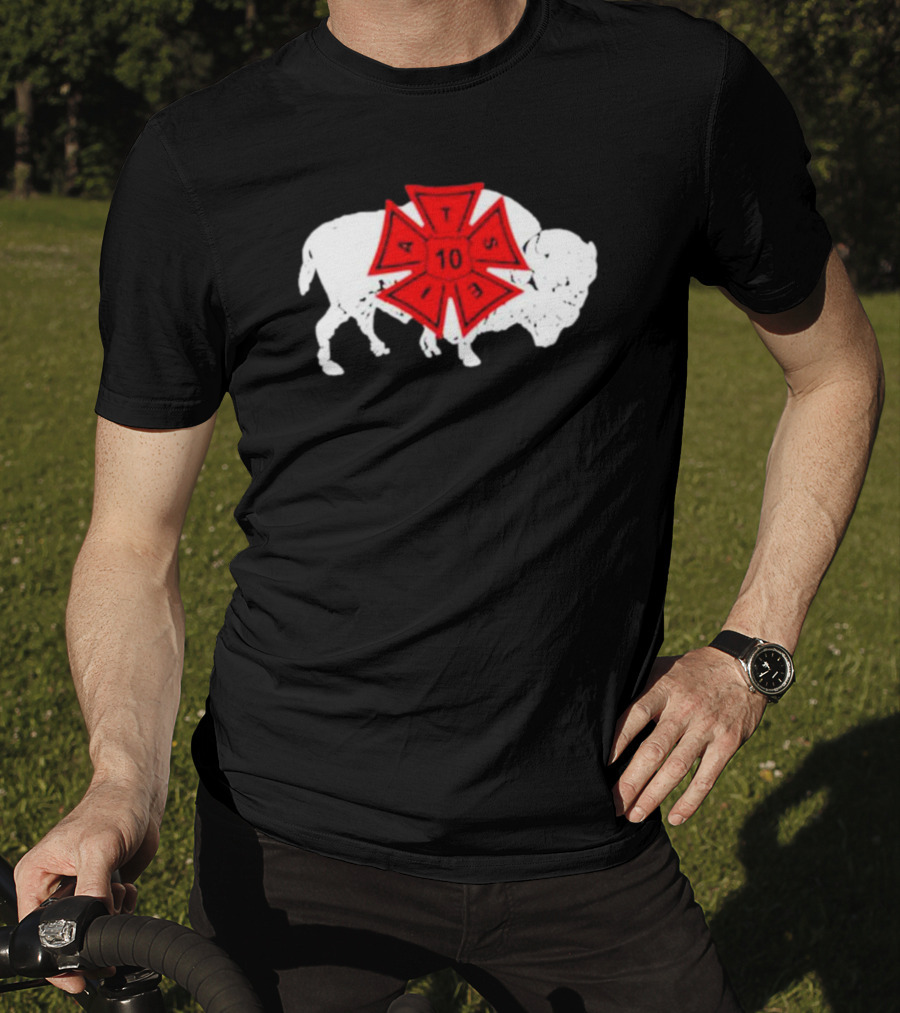 IATSE Local 10 Buffalo NY Union Symbol With Red Crest And White Buffalo T-Shirt