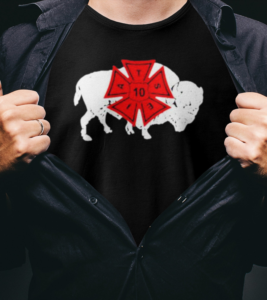 IATSE Local 10 Buffalo NY Union Symbol With Red Crest And White Buffalo T-Shirt