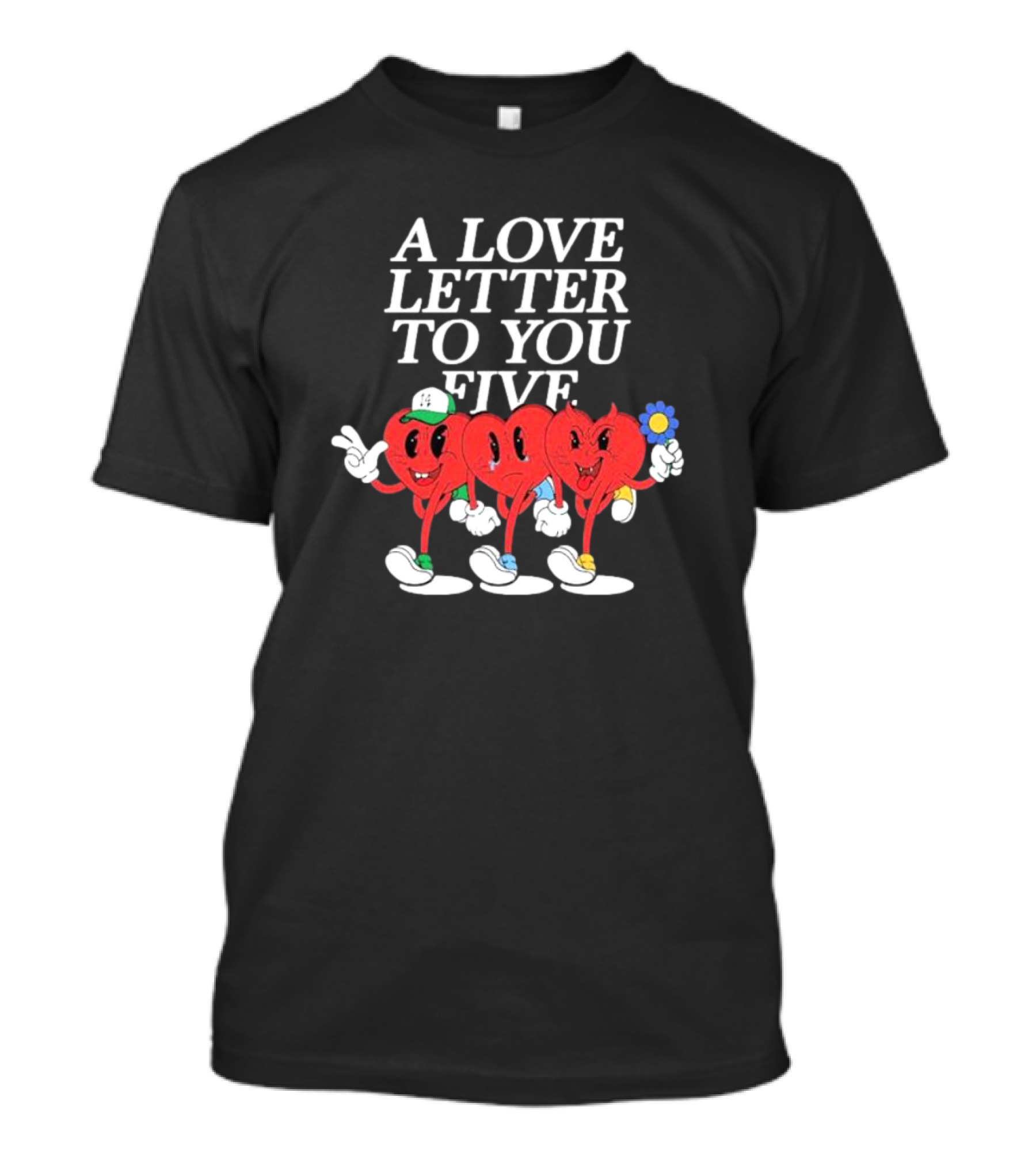 A Love Letter To You Five Heart Characters Holding Flower T-Shirt