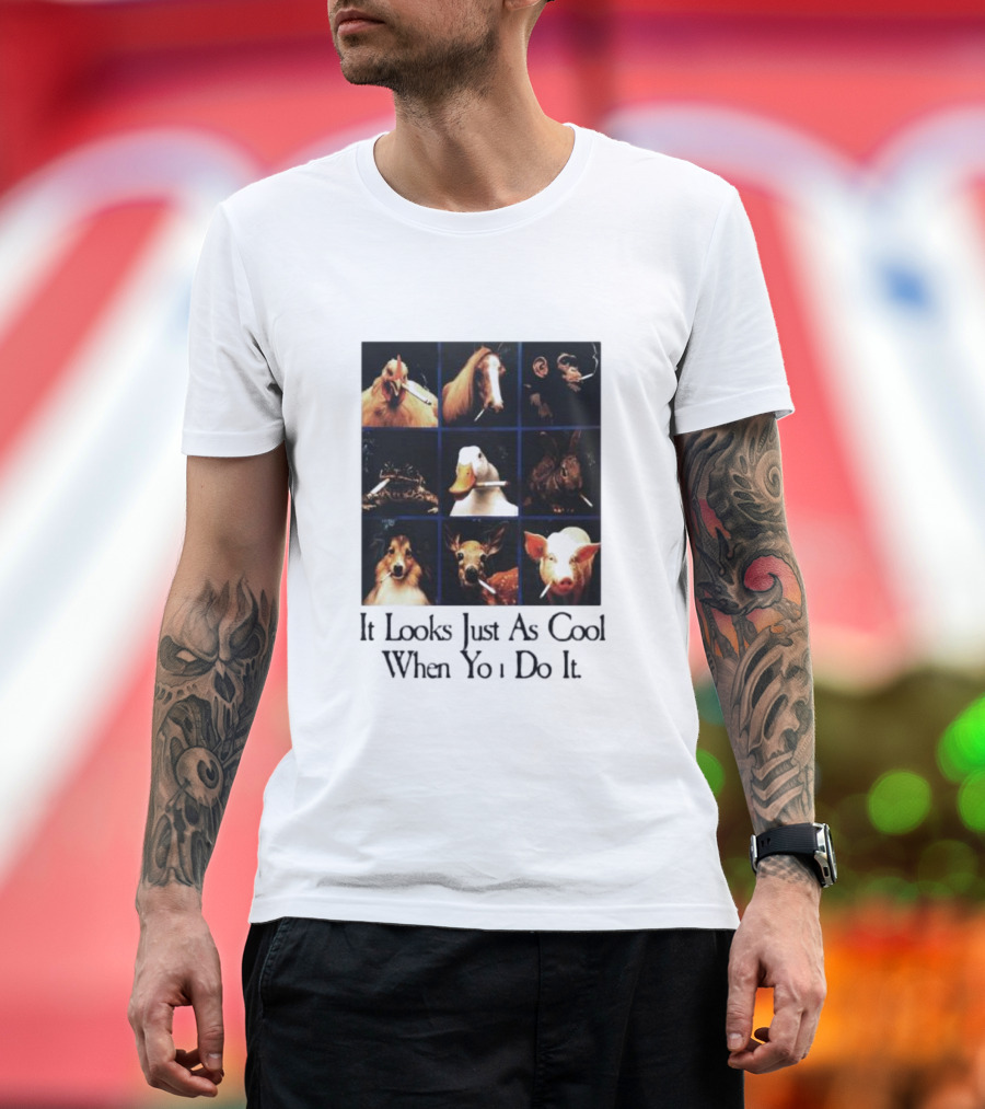 It Looks Just As Cool When You Do It Funny Animal Faces Grid T-Shirt