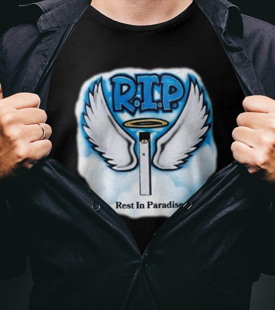 RIP Juul Rest In Paradise Angel Wings Halo Clouds T-Shirt