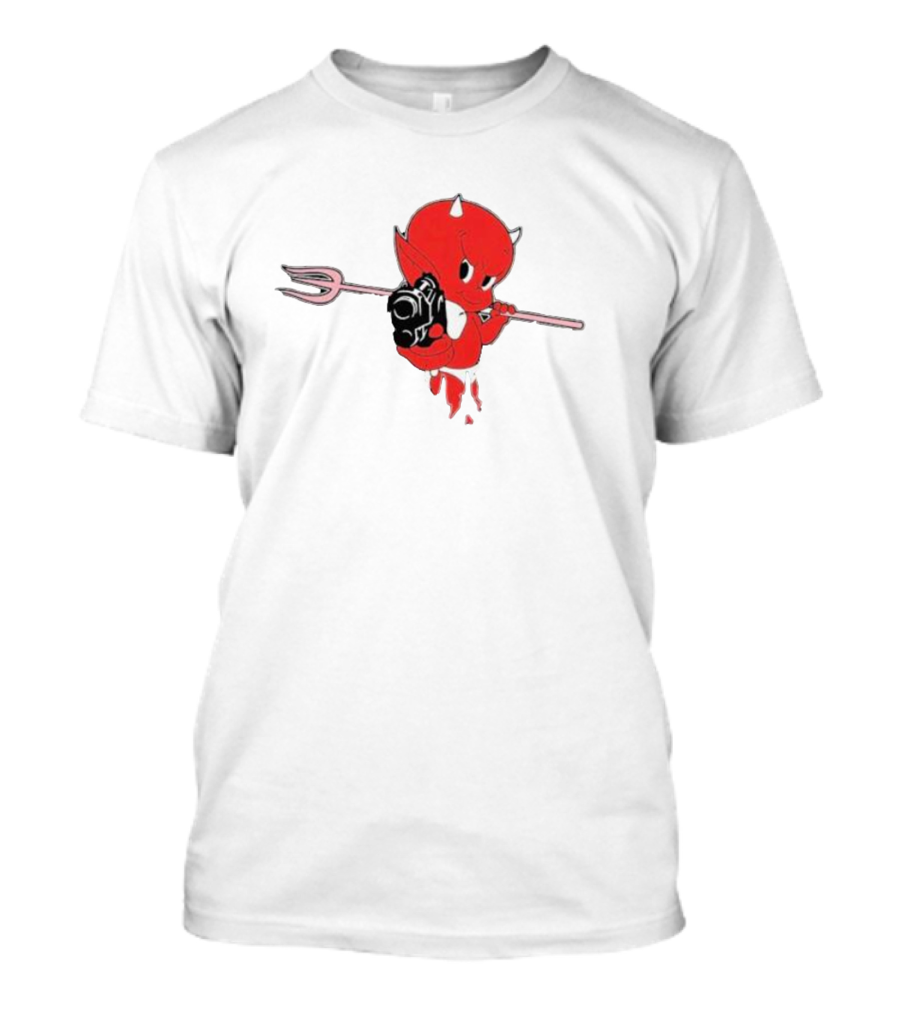 Holy Mountain Printing Sunami Lil’ Devil Red Cartoon With Pitchfork And Bomb T-Shirt