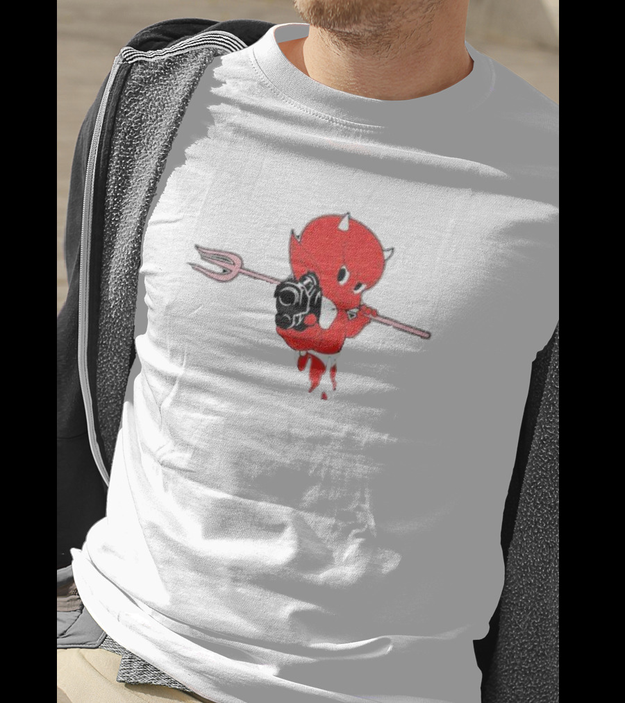 Holy Mountain Printing Sunami Lil’ Devil Red Cartoon With Pitchfork And Bomb T-Shirt