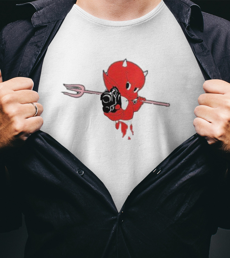 Holy Mountain Printing Sunami Lil’ Devil Red Cartoon With Pitchfork And Bomb T-Shirt