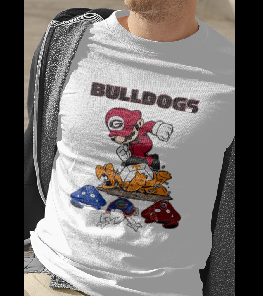 Bulldogs Super Mario Inspired Design With Iconic Gaming Motifs T-Shirt
