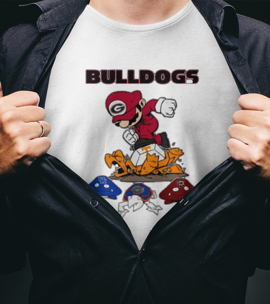 Bulldogs Super Mario Inspired Design With Iconic Gaming Motifs T-Shirt
