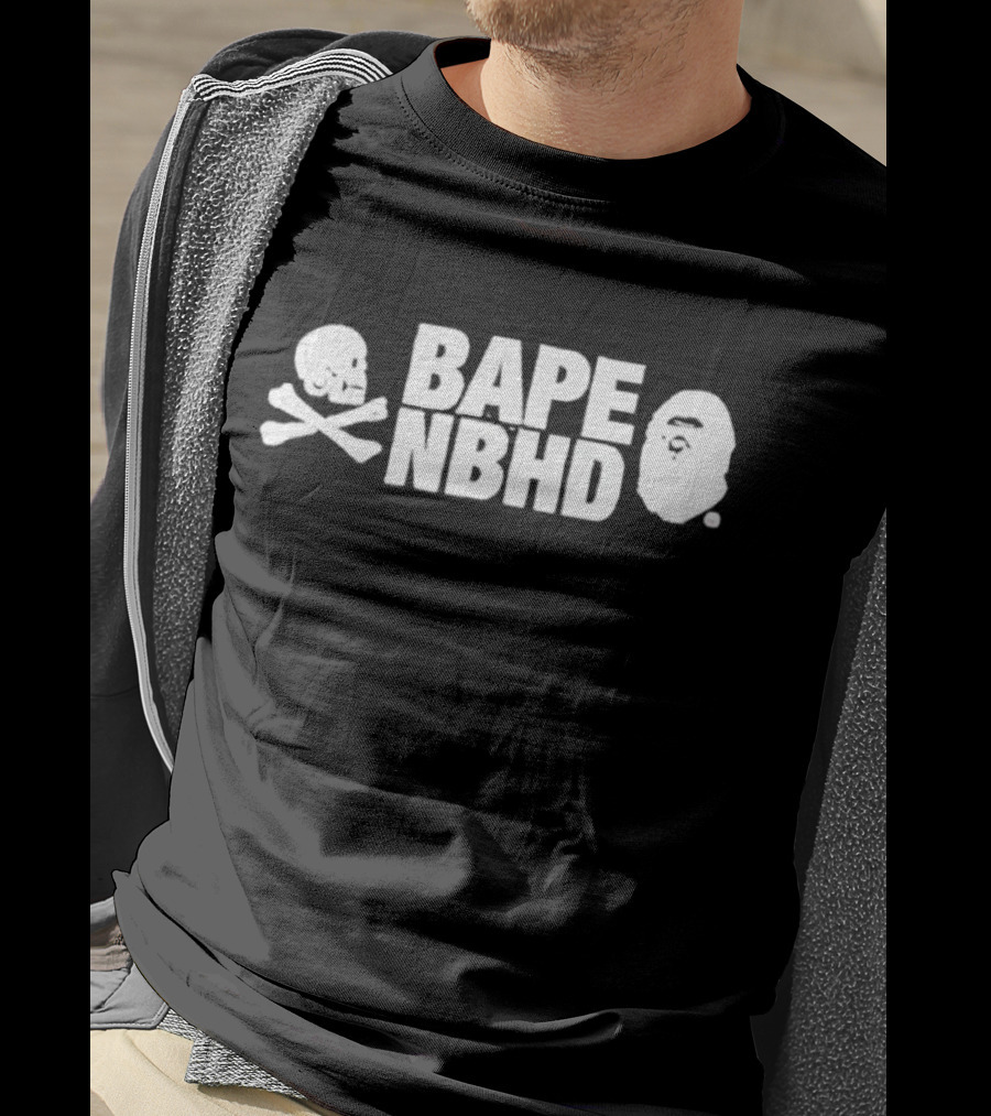 Bape Nbhd Skull Crossbones Ape Head T-Shirt