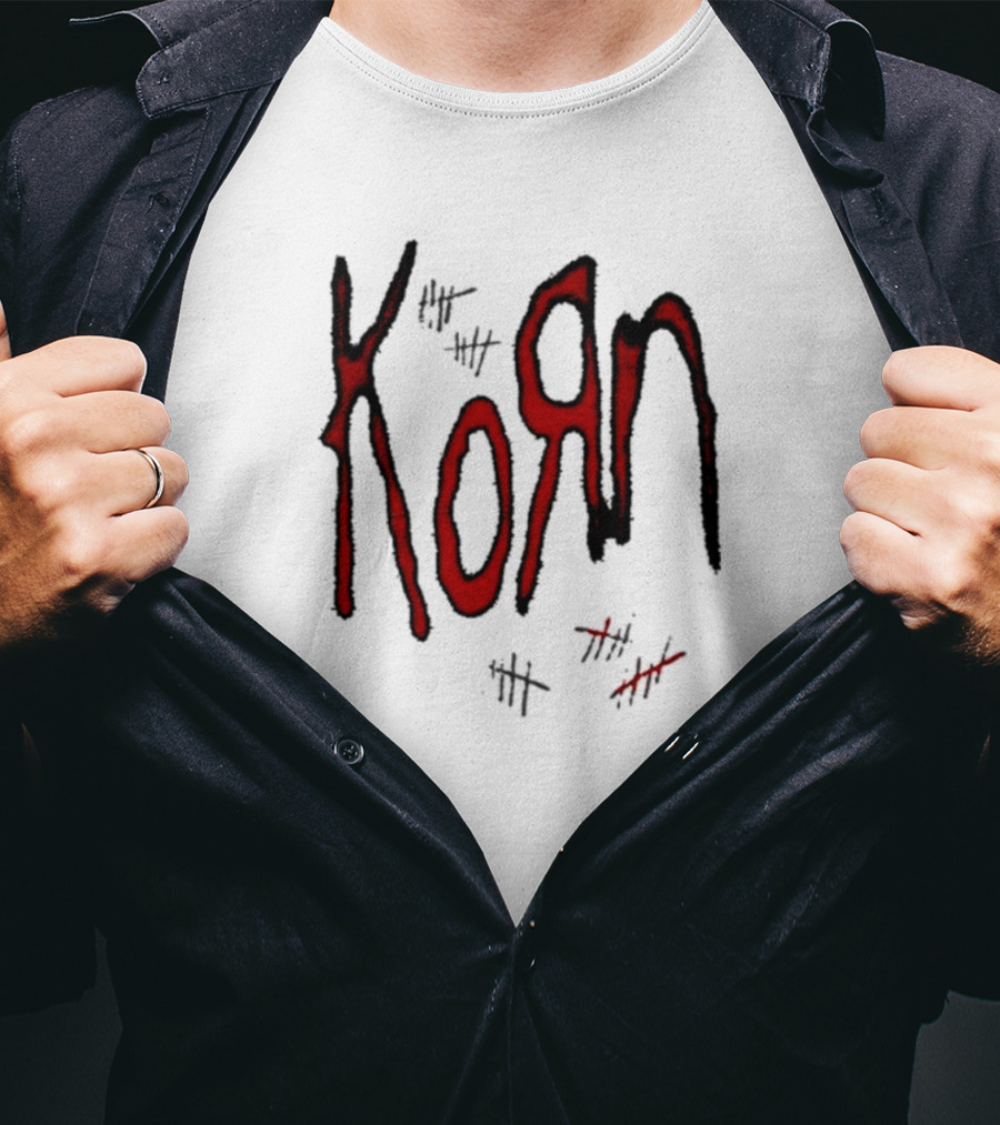 KoЯn Red Logo With Tally Marks T-Shirt