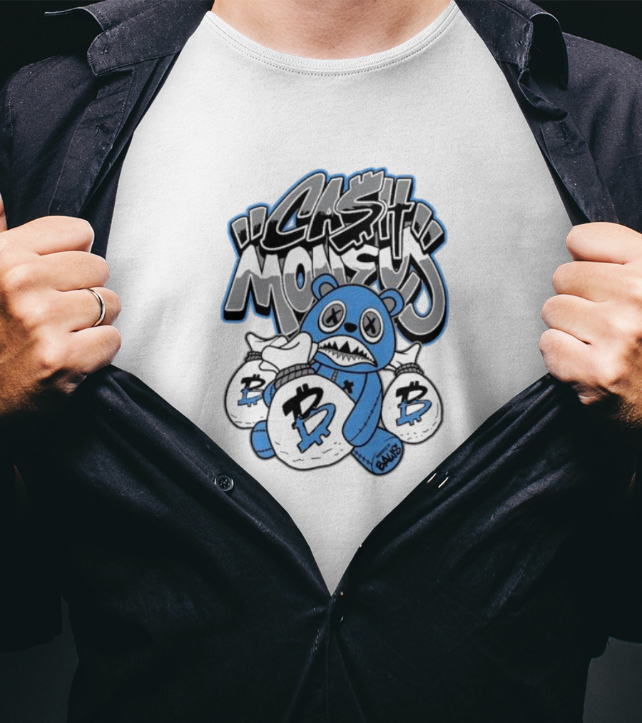 Baws Cash Money Burgundy 5s Teddy Bear With Money Bags T-Shirt