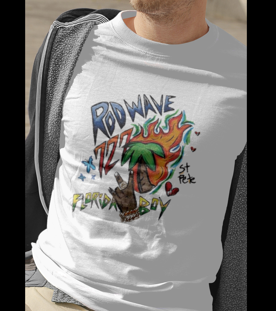 Rod Wave 727 St Pete Florida Boy Palm Tree And Flames T-Shirt