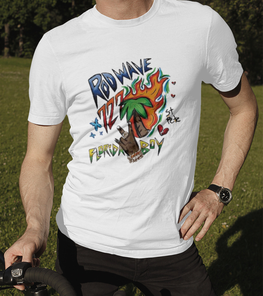 Rod Wave 727 St Pete Florida Boy Palm Tree And Flames T-Shirt