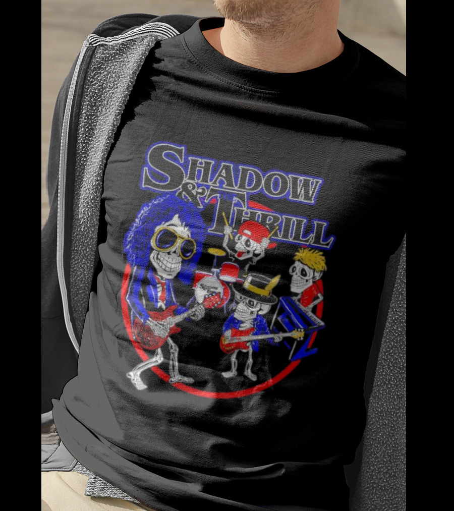Shadow And Thrill Skeleton Band Rock Performance T-Shirt
