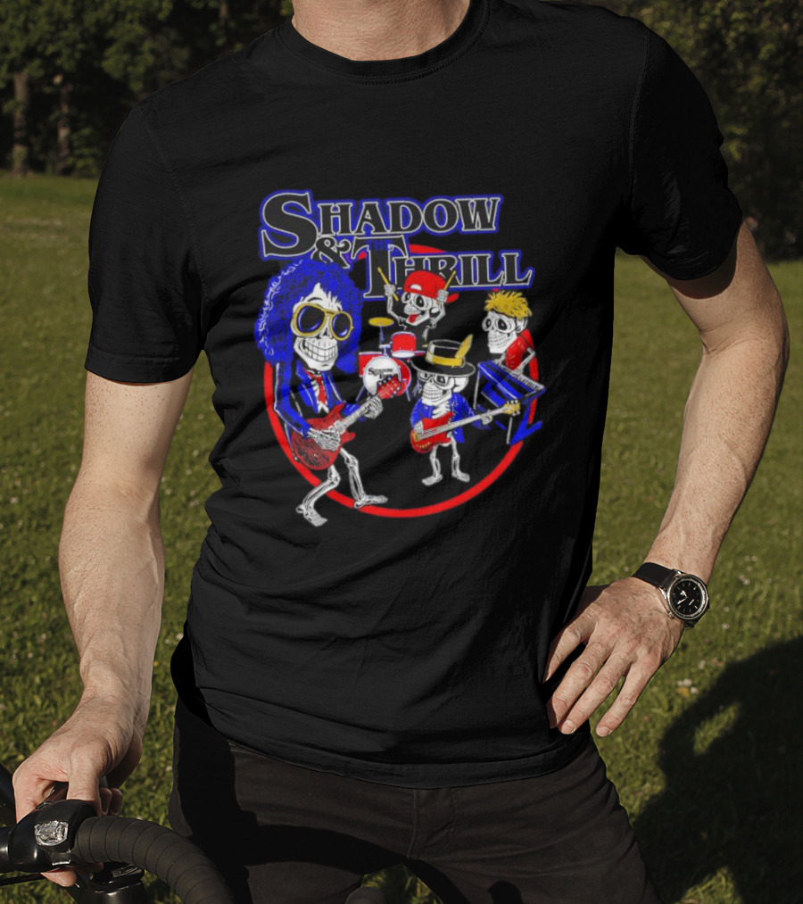 Shadow And Thrill Skeleton Band Rock Performance T-Shirt