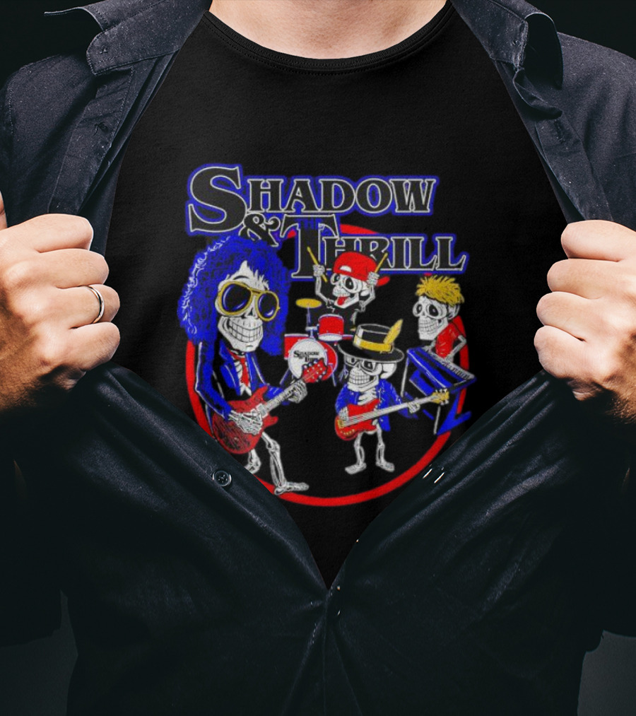 Shadow And Thrill Skeleton Band Rock Performance T-Shirt