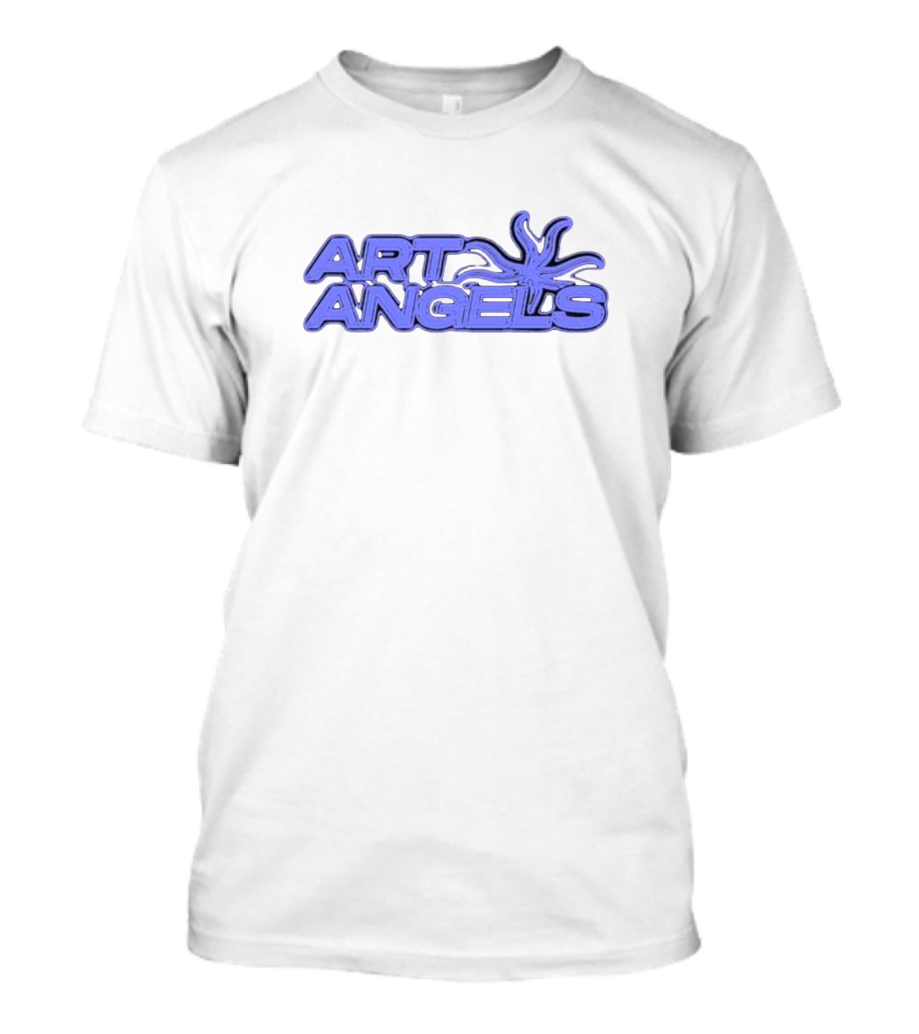 Art Angels Blue Font Stylized 3D Text With Abstract Spiral T-Shirt