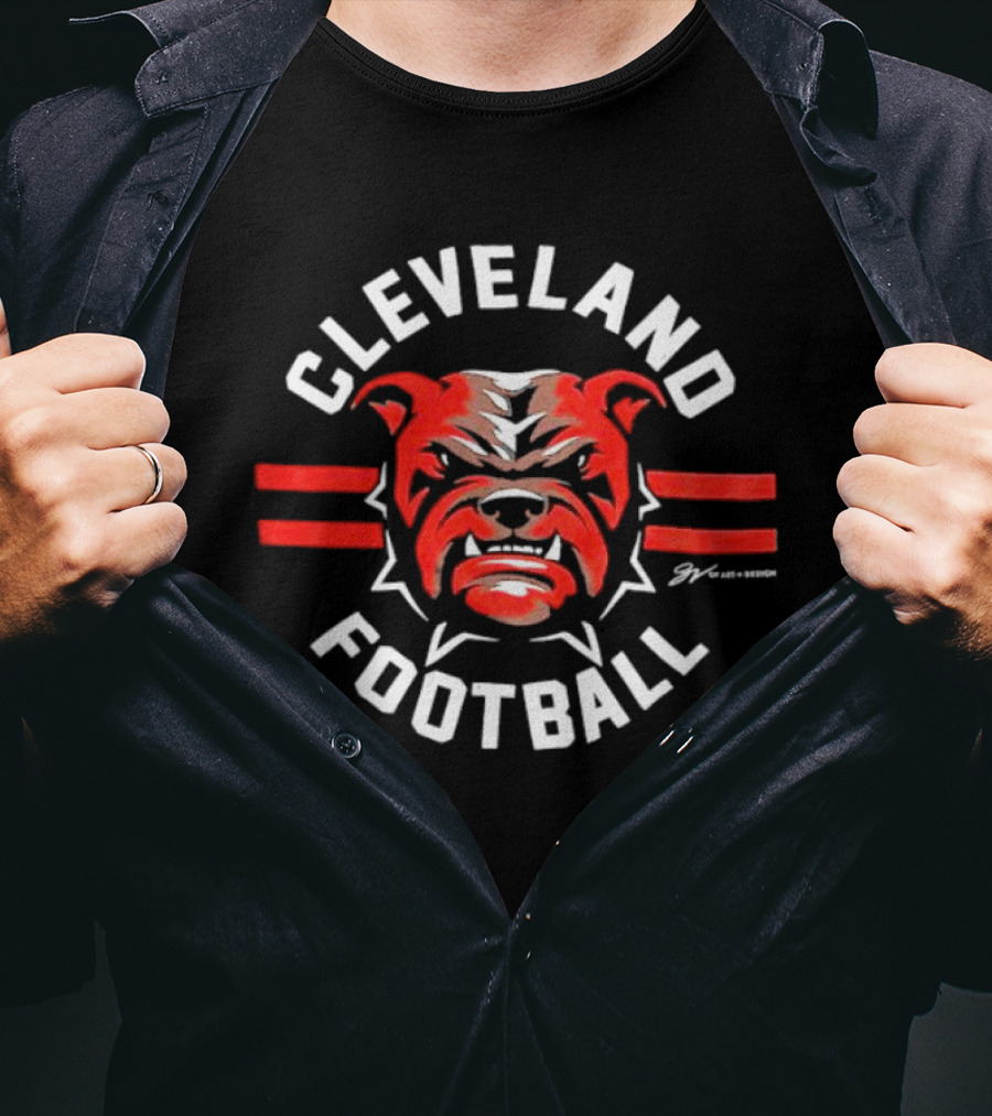 Cleveland Football Dawg Face Circle T-Shirt