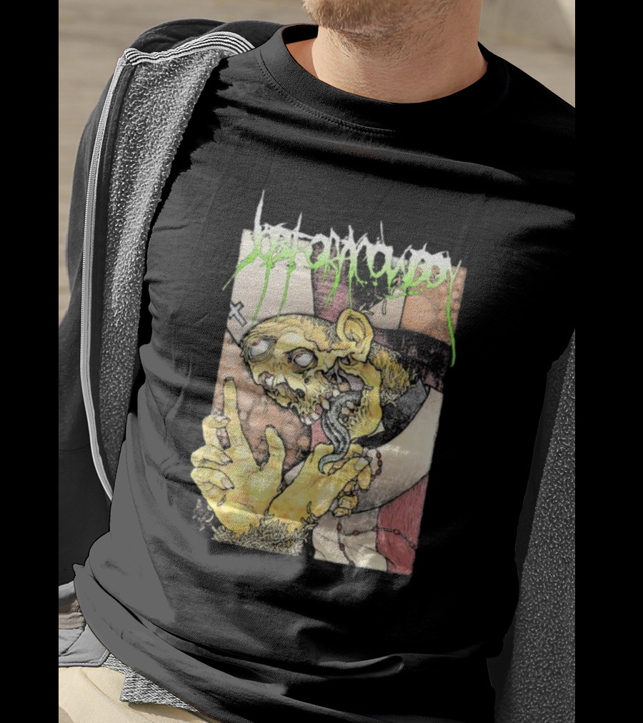 Job For A Cowboy Priest Zombie Graphic With Cross And Rosary T-Shirt